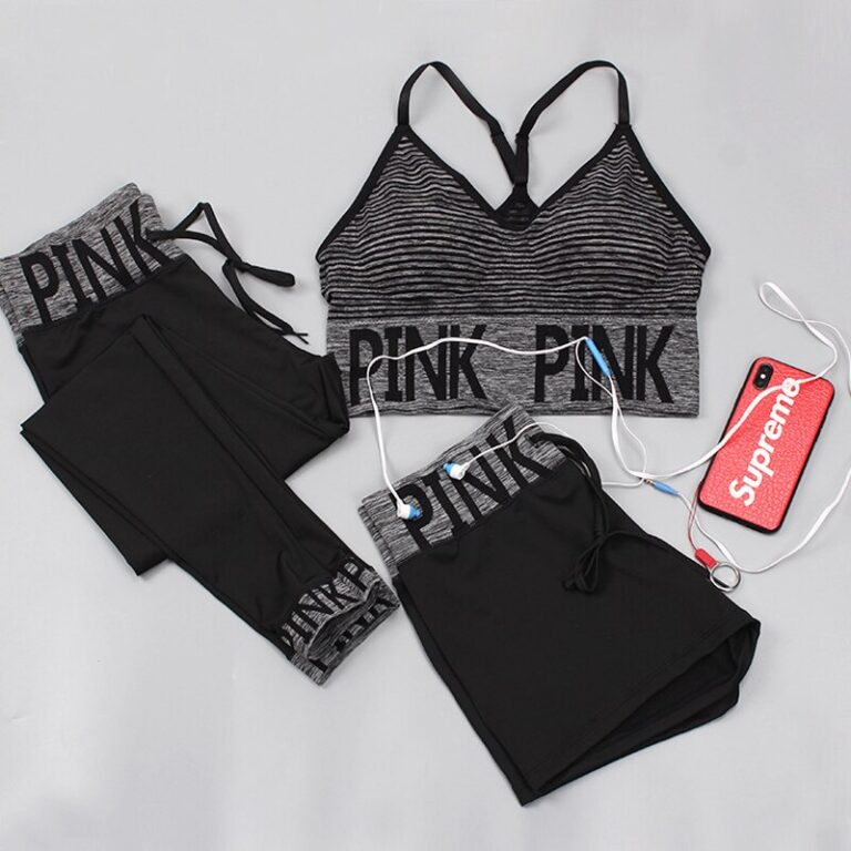 PINK Yoga Sets Sports Bra+Yoga Pants & Shorts Love Always & Forever